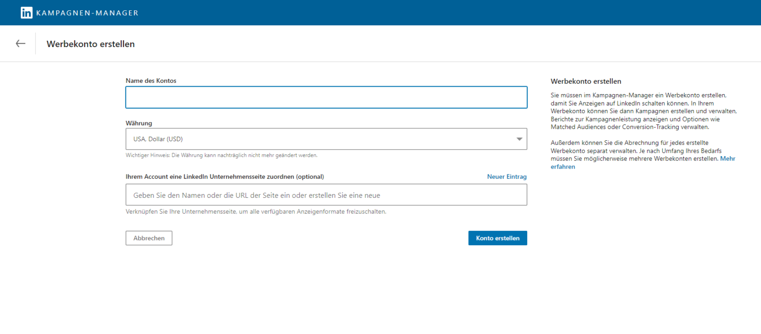 LinkedIn LinkedIn Campaign Manager Account Setup